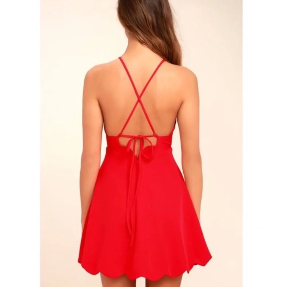 Lulus Play On Curves Red Backless Skater Dress | XS - Picture 4 of 12